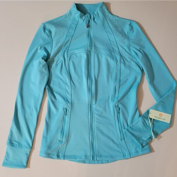 Tangerine Jackets & Blazers - Tangerine Athleta Women's Aqua Mint Zippered Jacket